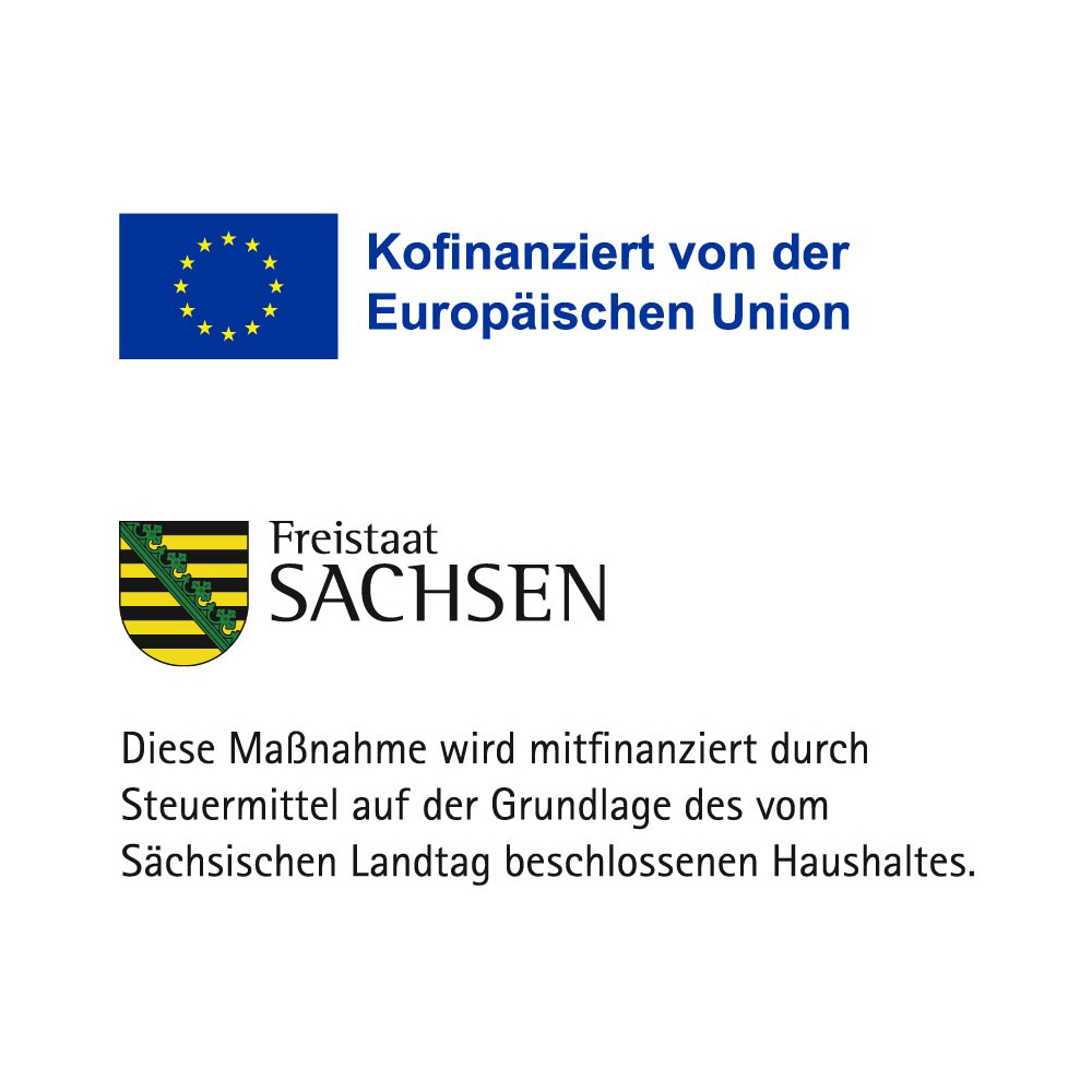 Kombination der Logos vom Freistaat Sachsen und der EU